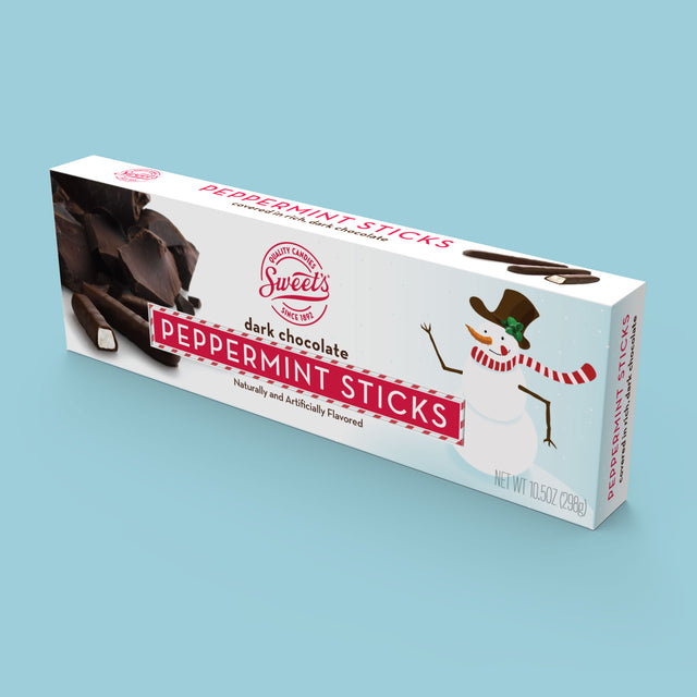 Twenty Seven Hats - Packaging, Graphic Design, and 3D Render for Sweet Candy Company - Dark Chocolate Peppermint Sticks