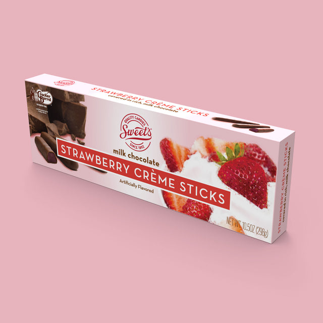 Twenty Seven Hats - Packaging, Graphic Design, and 3D Render for Sweet Candy Company - Milk Chocolate Strawberry Crème Sticks