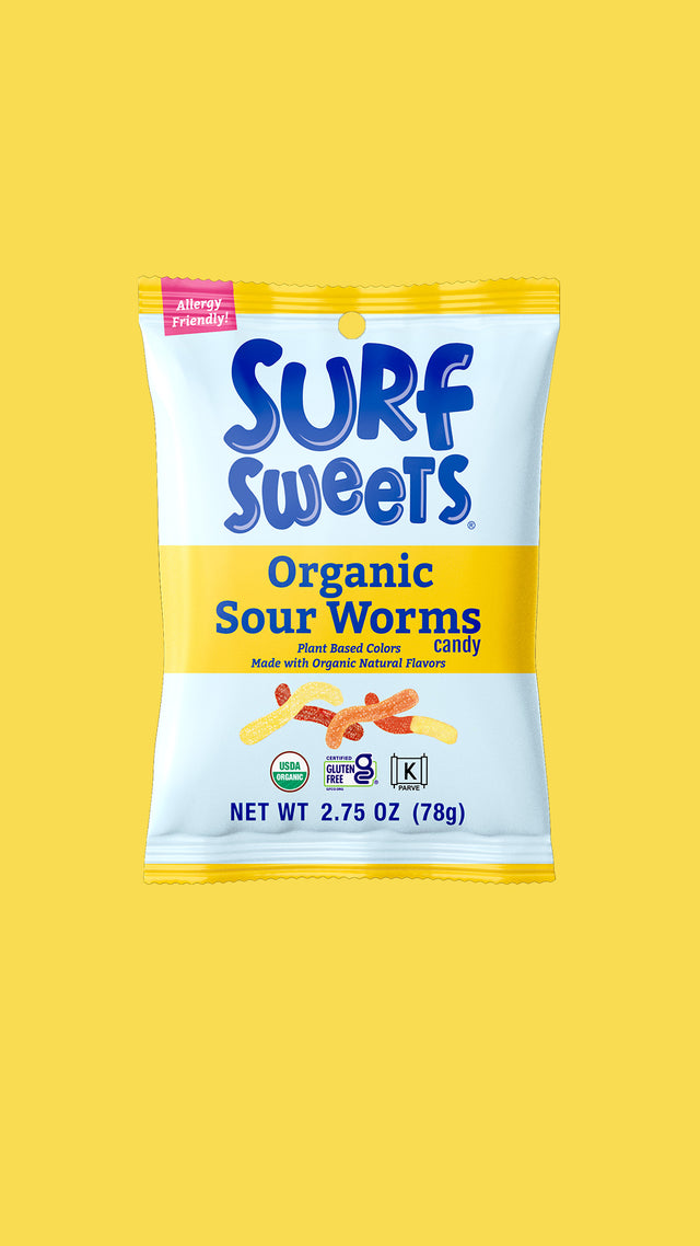 Twenty Seven Hats - Packaging Design, Graphics, and 3D Renderings for Surf Sweets - Sour Worms Candy